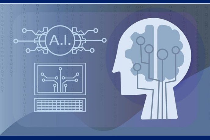 graphics of AI and human head